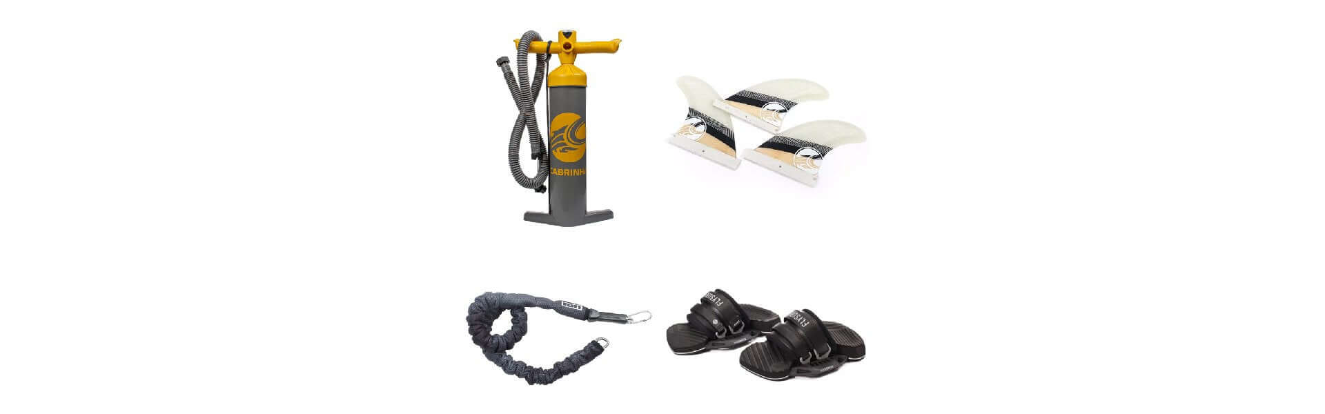 Pumpe, Schlittschuhe, Leash und Sandalen für Wassersportaktivitäten