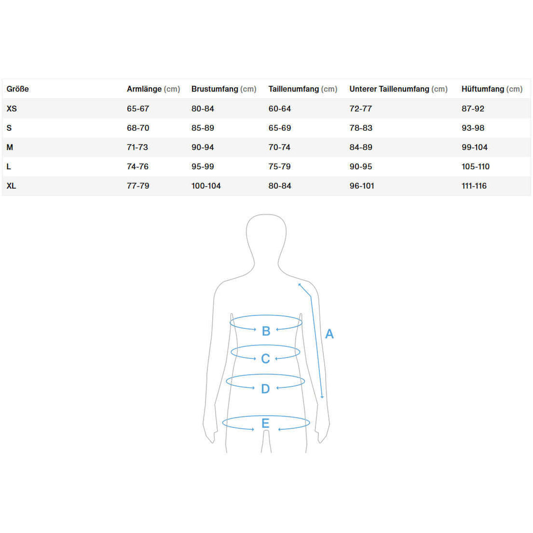 Größentabelle ION Tops, Oberteile für Damen.