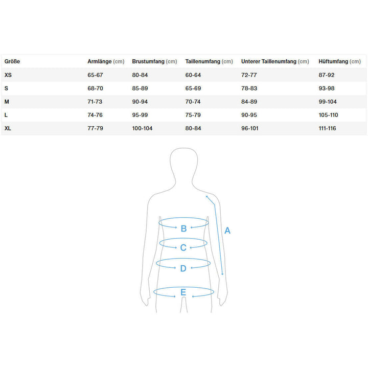 Größentabelle ION Tops, Oberteile für Damen.