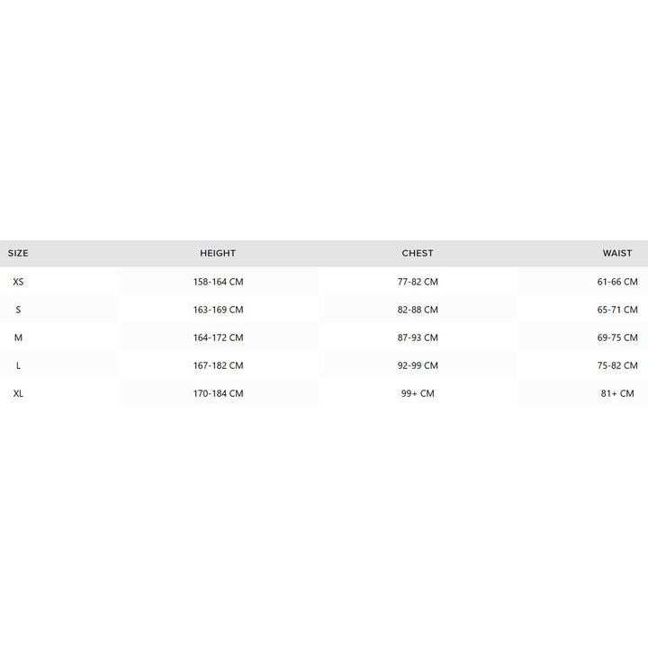 Größentabelle Mystic Neoprenanzüge für Damen.