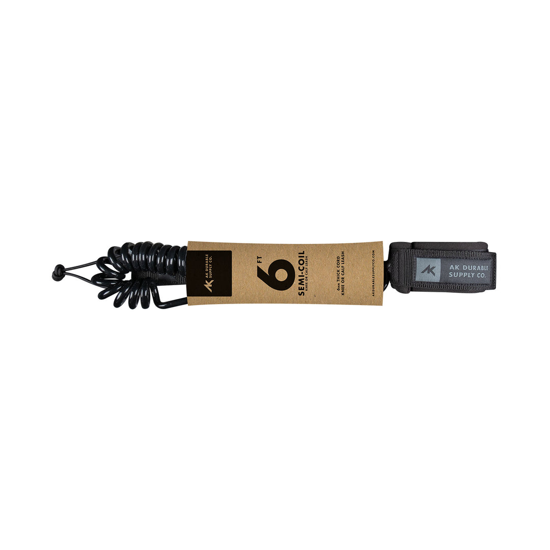 LEASH SEMI-COIL BLACK 6' – Kiteboard Leash