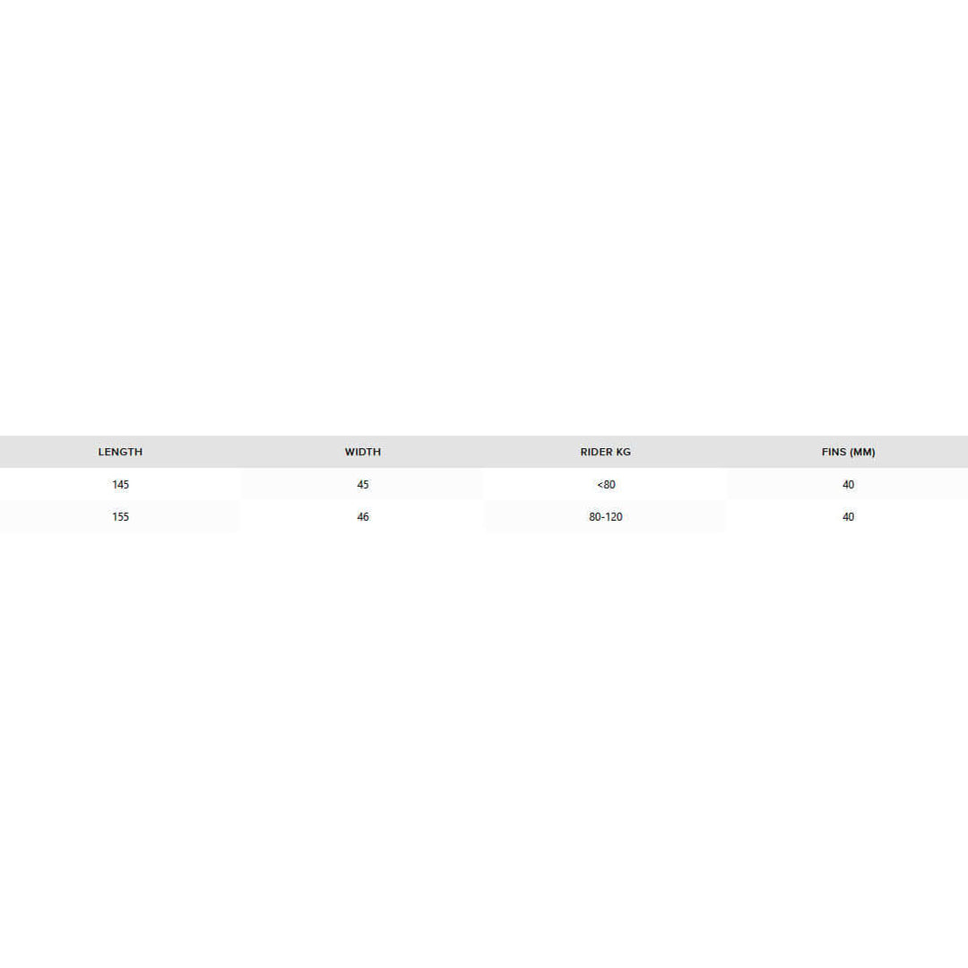 North Trace TT Board – Twintip Kiteboard Groessentabelle